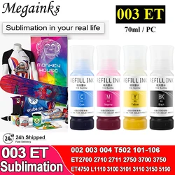 4PC Sublimation ink 70ml 003 for Epson ET-2720 ET-2760 ET-4700 ET-4760 ET-1500 WF3620 WF3640 WF7610 WF7620 WF7710 WF7720 printer