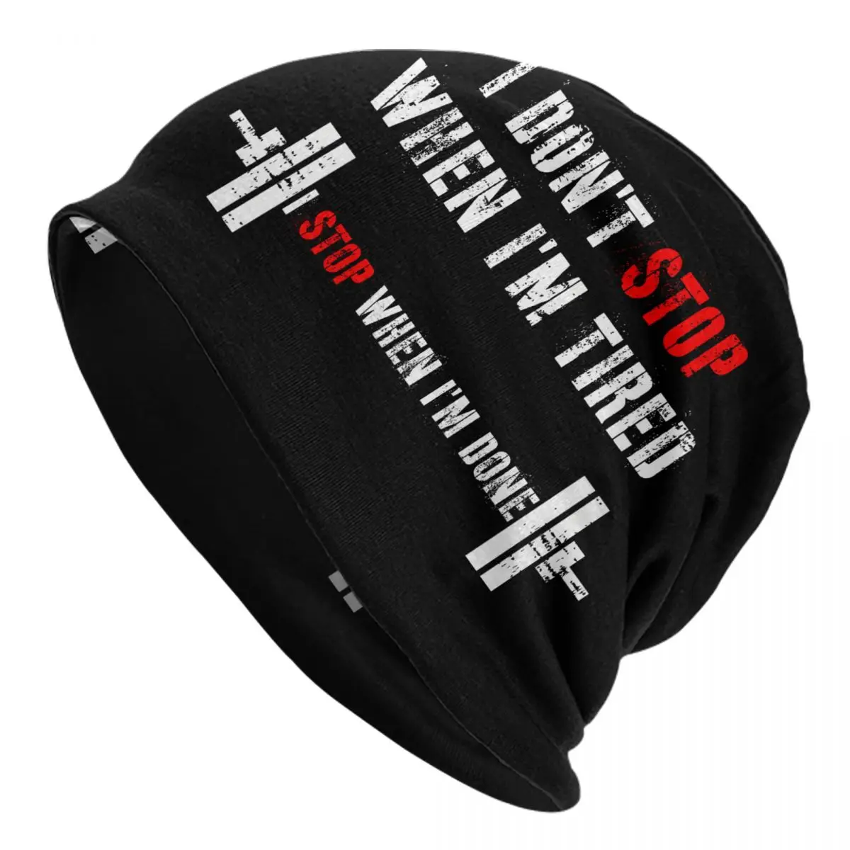 Siłownia Sport Skullies czapki czapki unisex Streetwear zimowa ciepła czapka robiona na drutach kulturystyka trening motywacyjny cytat czapki z daszkiem