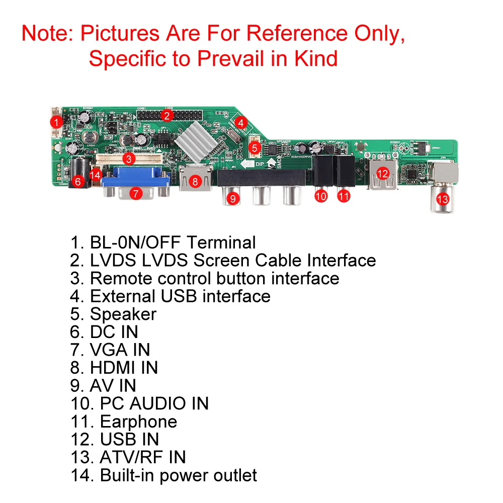 Universal Scaler Kit 3663 TV Controller Driver Board Digital Signal DVB-C DVB-T2 DVB-T  LCD UPGRADE 3463A with lvds with 7 Key