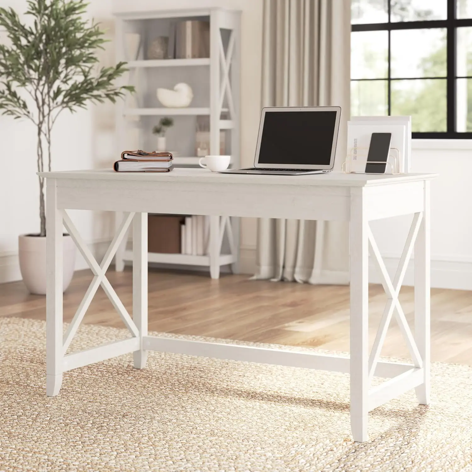 Key West Writing Table for Home Office | Small Modern Farmhouse Desk, 48W, Linen White Oak