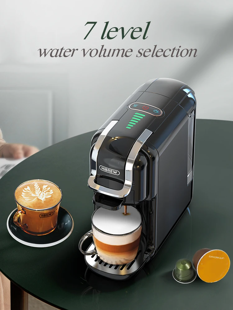 HiBREW 5 in 1 Multiple Capsule Coffee Machine Hot/Cold DG Cappuccino Nes Small Capsule ESE Pod Ground Coffee Cafeteria 20Bar H2B