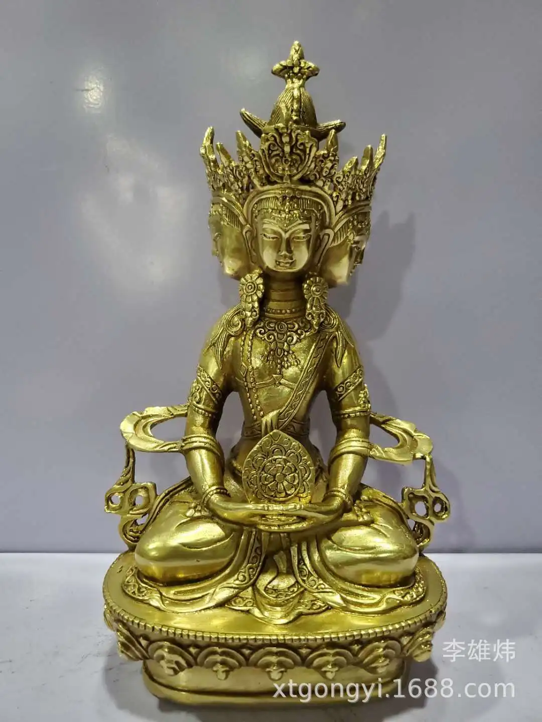 

Seven-inch copper big sun Buddha statue Vairocana Buddha four-faced Buddha Tantric Buddha statue wholesale