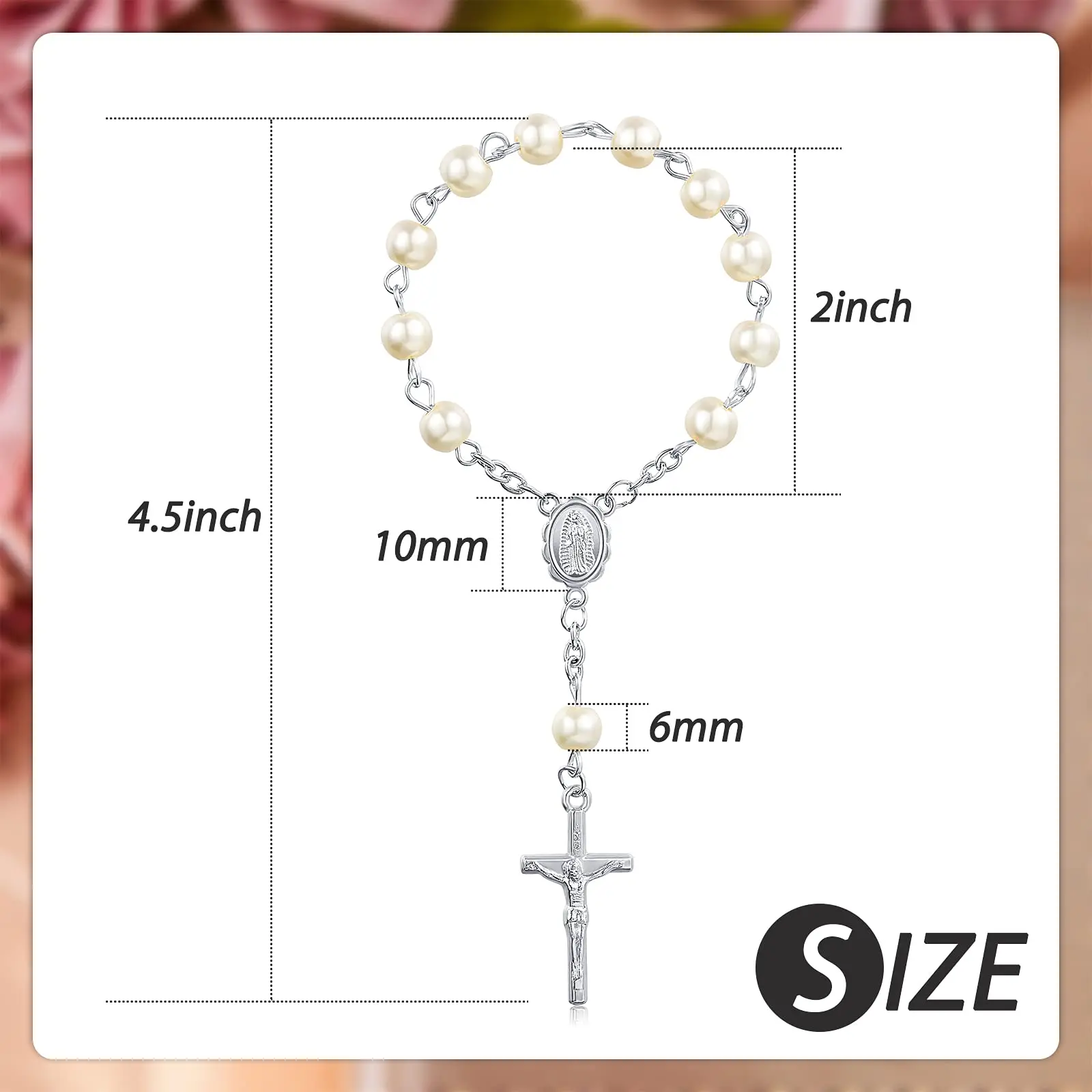 ลูกประคำสำหรับพิธีบัพติศมาด้วยนิ้ว tasbih Rosario 30ชิ้นลูกประคำเเบบไข่มุกเทียมสำหรับช่วยในการทำพิธีศีลมหาสนิท