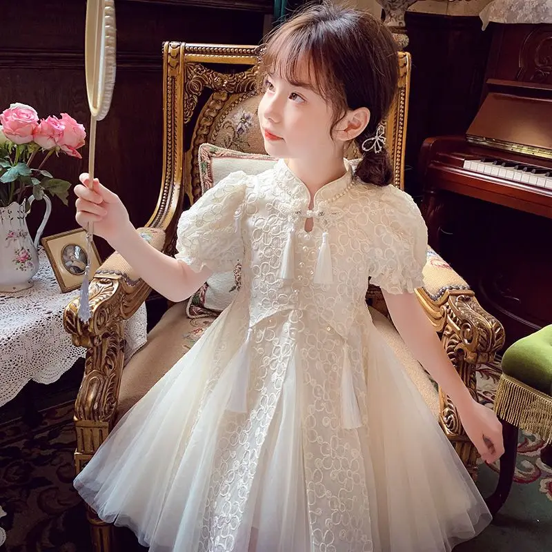 

Same Style Girl2024Dress Hanfu Summer Dress Fashionable New Girl Tang Suit Mesh Princess Gown Dress