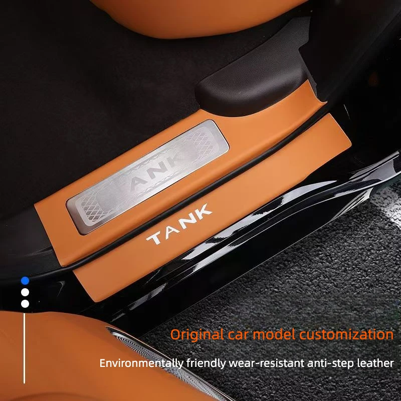 For GMW TANK 500 2023 2026 Leather Threshold Strip Door Welcome Pedal Protection Mat Car Interior Modify Accessories
