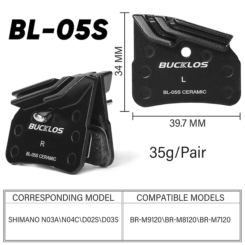 BUCKLOS Ceramic Disc Brake Pads W/Cooling Fins for Shimano L05A N04C NUTT Bike Brake Pad ICE-TECH Bicycle Hydraulic Brake Pads