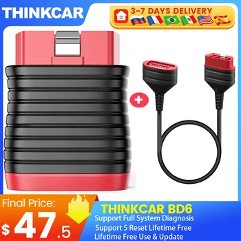 THINKCAR BD6 obd2 스캐너 블루투스, iOS 및 안드로이드용 무선 모든 시스템 진단 도구, 평생 무료 5 리셋, 10 개