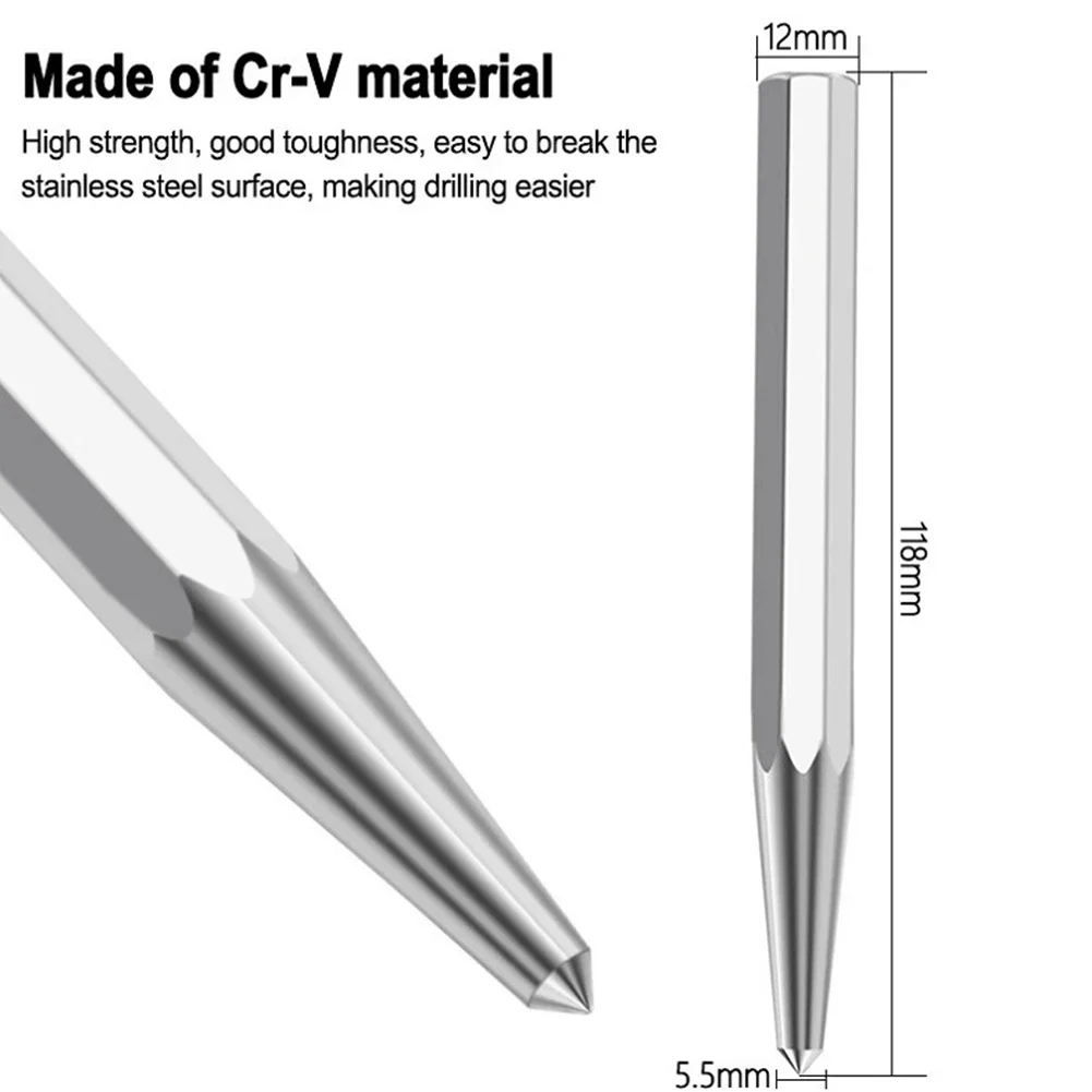 팔각형 센터 펀치 로케이터 피팅 치즐 금속 드릴링 마크 콘 펀치, 높은 경도