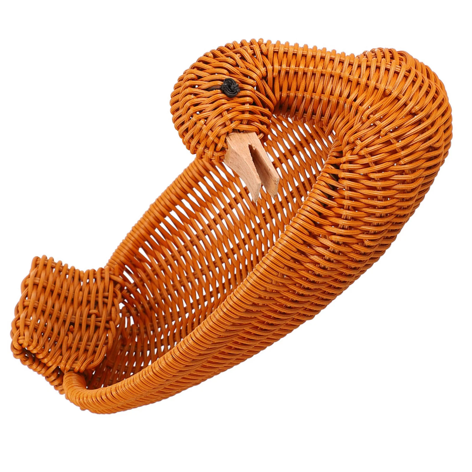 

Woven Duck Shape Basket For Fruit Snack Storage Imitation Rattan Decorative Food Organizer Home Kitchen Pantry Holder