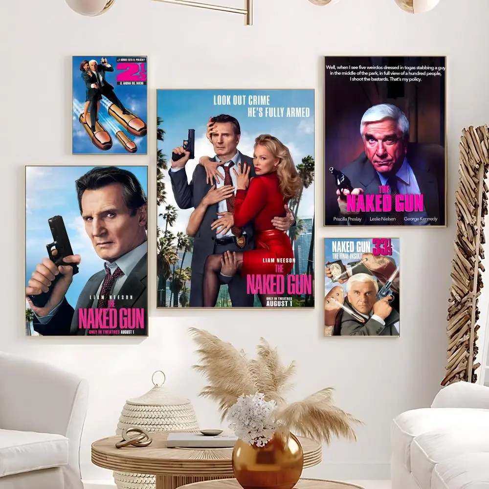 Póster de la película T-The Naked Gun, arte de pared autoadhesivo impermeable en HD, ideal para el hogar, la oficina, el dormitorio, gran regalo