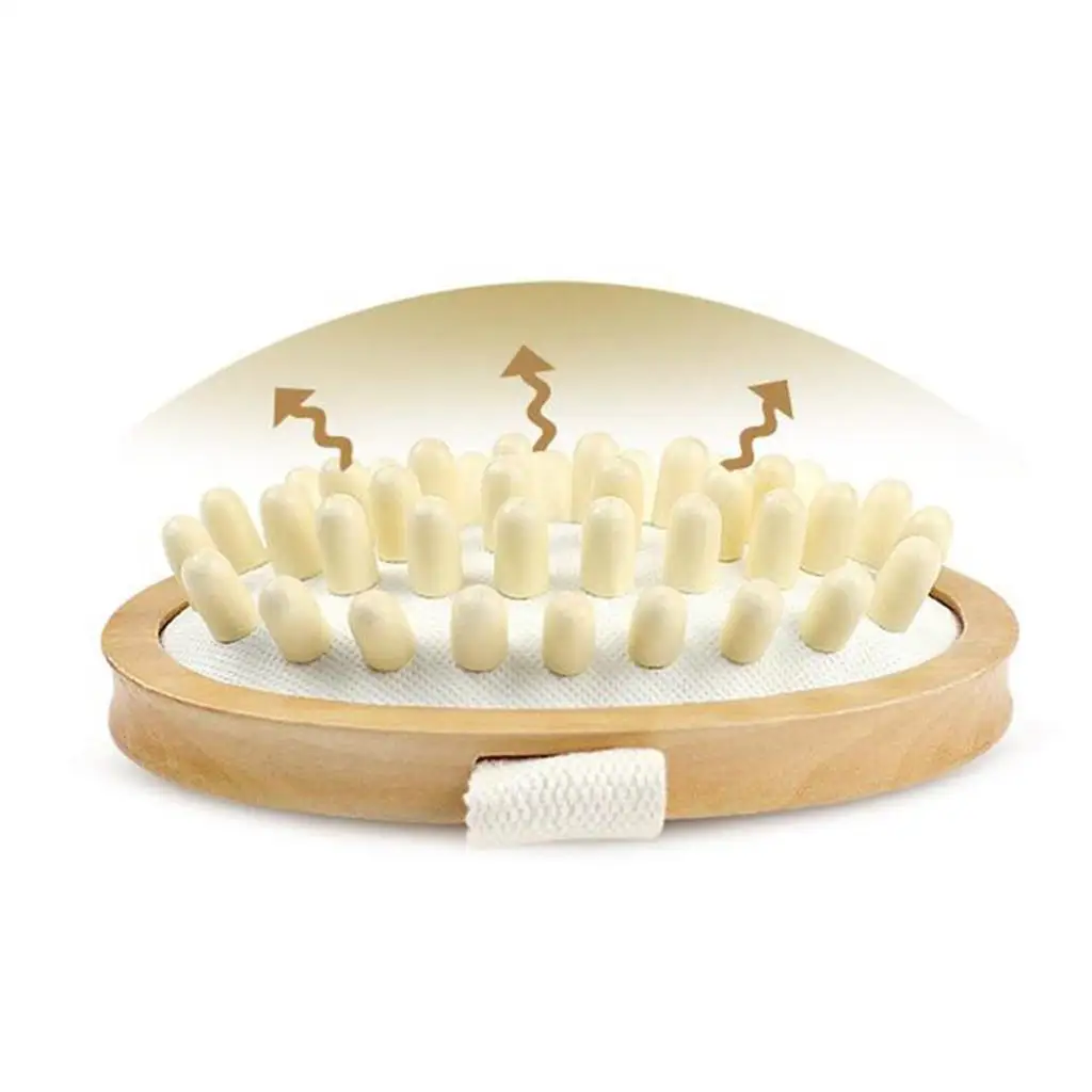 Wood Anti Cellulite Massager Body Shape Sauna Massage Beads Shower Brush