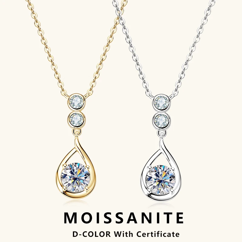 

Lnngy воротник Plata стерлингового серебра 925 пробы ожерелья с подвеской в форме капли воды сертифицированное 6,5 мм и 3 мм круглое ожерелье из муассанита для женщин подарок