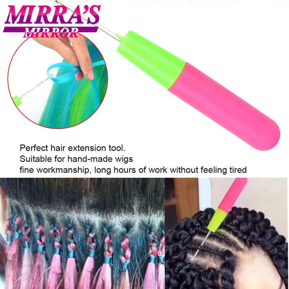 Mirra der Spiegel 10 stücke Dreadlocks Perücke Machen Werkzeuge Rosa & Zitrone Farbe Nadel Einfädler Häkeln Haken Für Jumbo Flechten haar – Detail 10