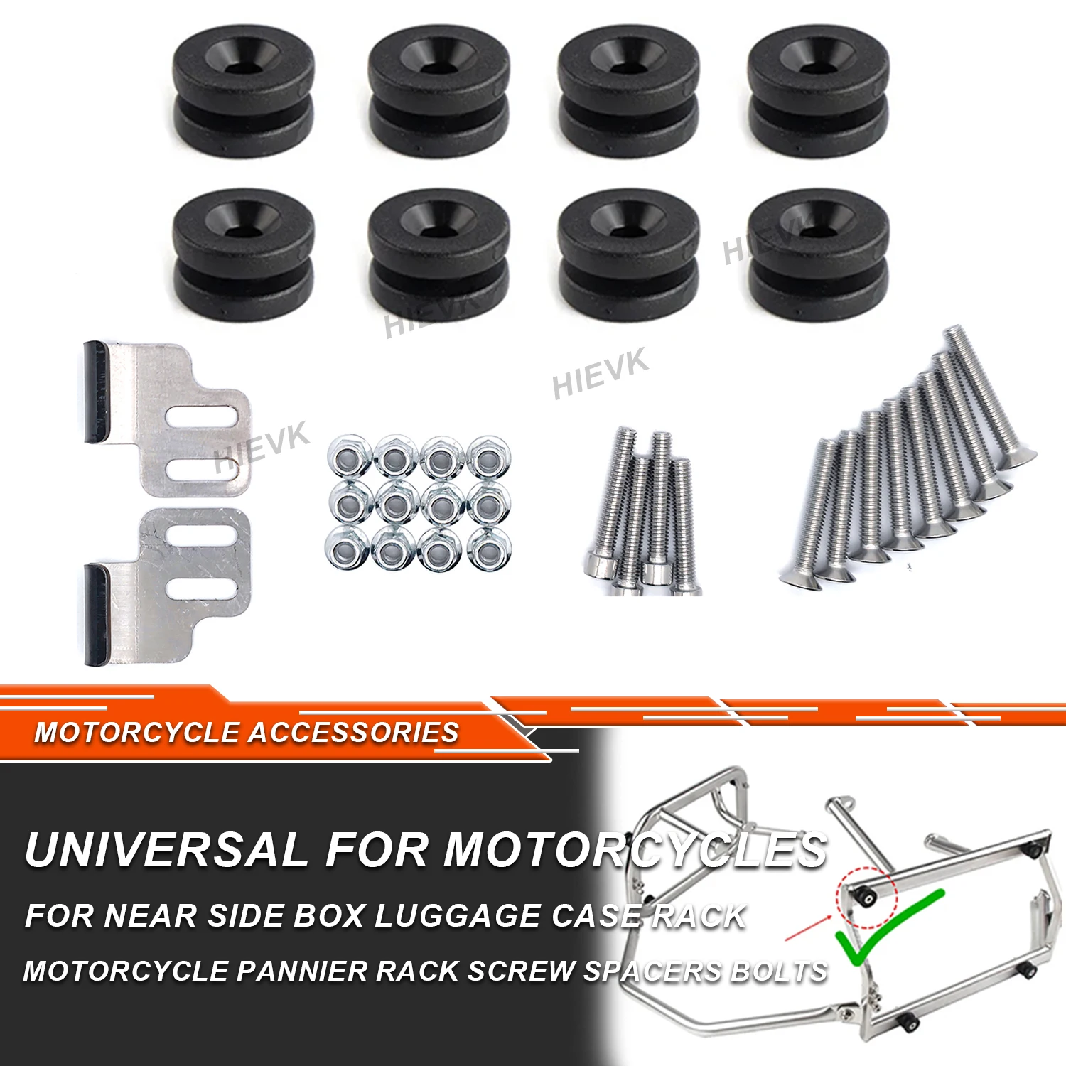 Universal Motorcycle Side Luggage Case Fasteners Trunk Pannier Screw Spacers Bolts Frame Mount Bracket Accessories for flat Tube