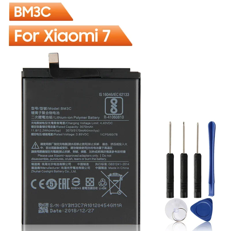 

NEW Replacement Phone Battery BM3C For Xiaomi Mi 7 MI7 BM3C Rechargeable Battery 3170mAh