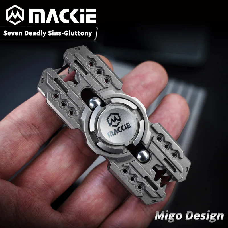 MACKIE EDC deux feuilles en laiton alliage de titane Fidget Spinner doigt gyroscope Fidgeting jouets