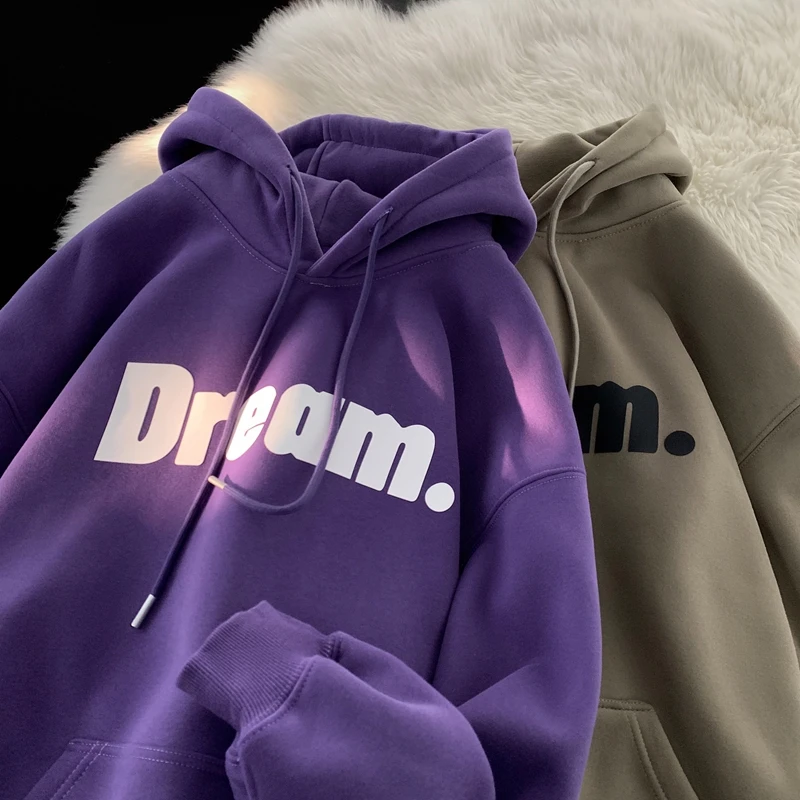 

Hooded Sweatirt Men's Winter Thiened Fce Letter Print Overhead American Retro Men's Clothing Trendy Casual Wear