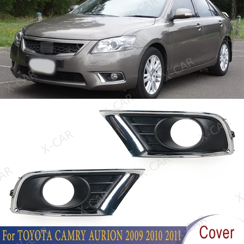 

Front Bumper Fog Light Cover Frame Fog Lamp Hood Chroming Shell For Totota Camry Aurion 2009 2010 2011