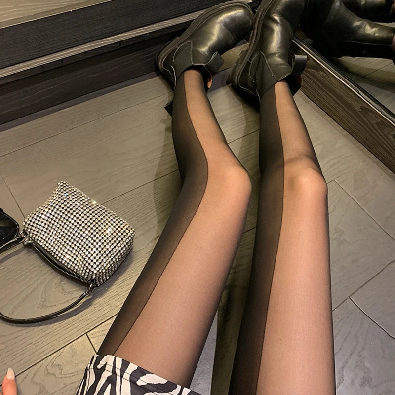 Sexy Black Splice Base Layer Tights Women's Spring Autumn Thin Elastic Slimming Outerwear Footless Stockings Long Pants