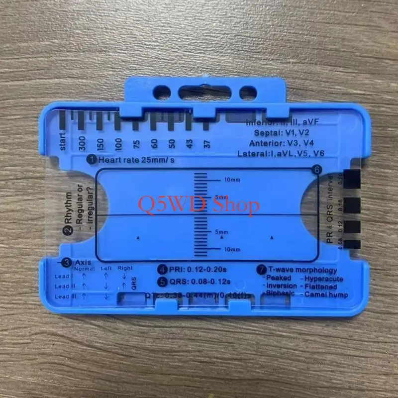 Q5WD ECGs 7 Level Ruler Card Set Hand  Pocket ECGs Measurement Tool ABS Ruler Tool for Hospitals Clinics & Teaching Environment