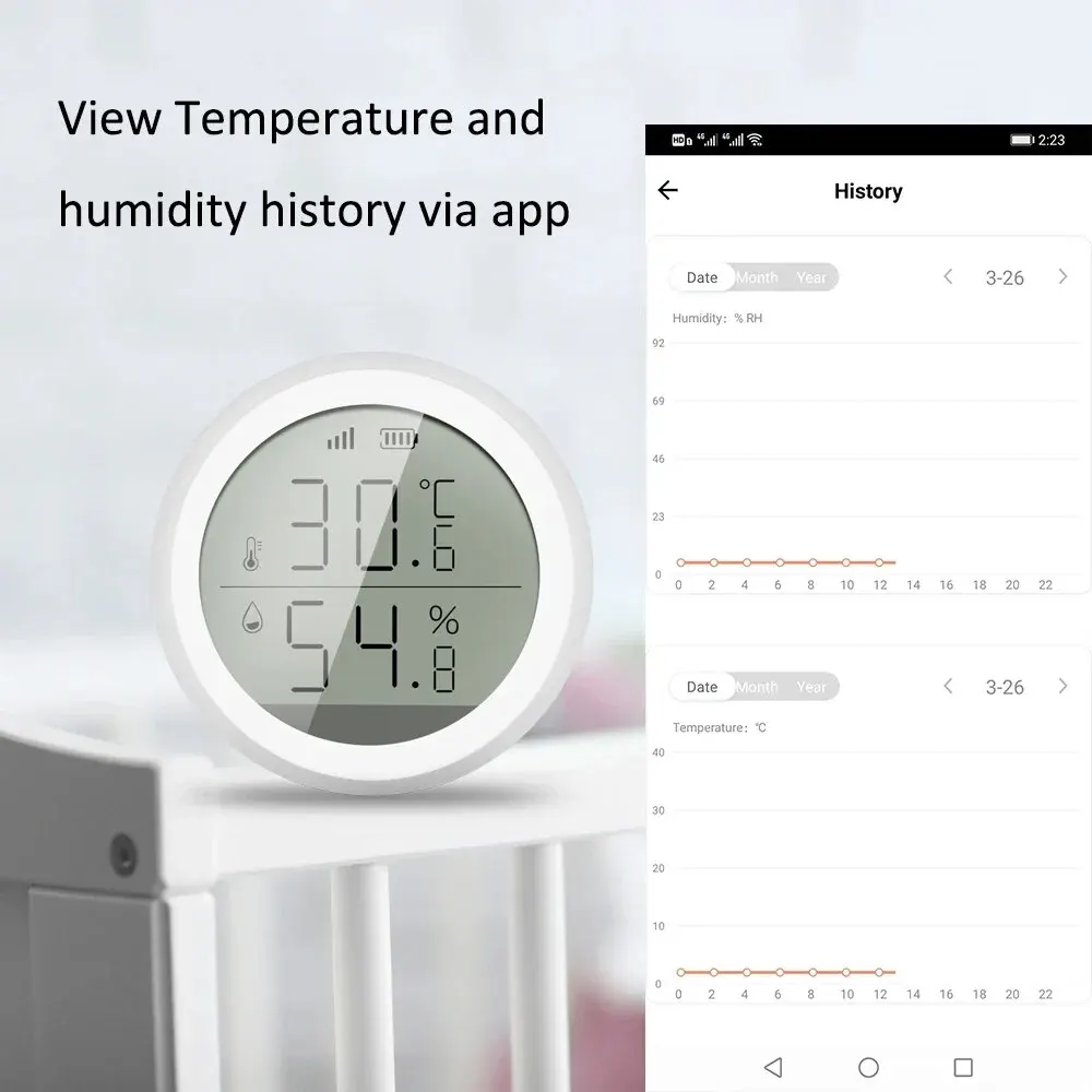 Tuya ZigBee Smart Home Temperature And Humidity Sensor With LED Screen Works With Google Assistant and Tuya Zigbee Hub