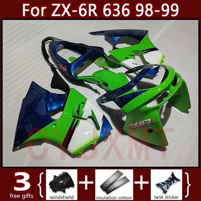 ABS Injection Motorcycle Fairing Kit for Kawasaki ZX6R636 1998 1999 Bodywork Fairings Ninja ZX-6R 636 98-99 Protectiver Housing