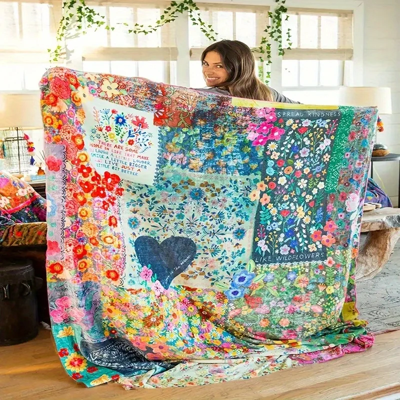 Heart Print Blanket Flannel Blanke Bed Sofa Travel Camping Super Soft Cozy Plush Blanket Love Print Blanket