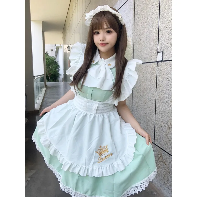

British Elegant Gothic Lace Ruffle Lolita Maid Dress, Anime Cosplay Costume for Stage Show, Halloween, Carnival & Role Play