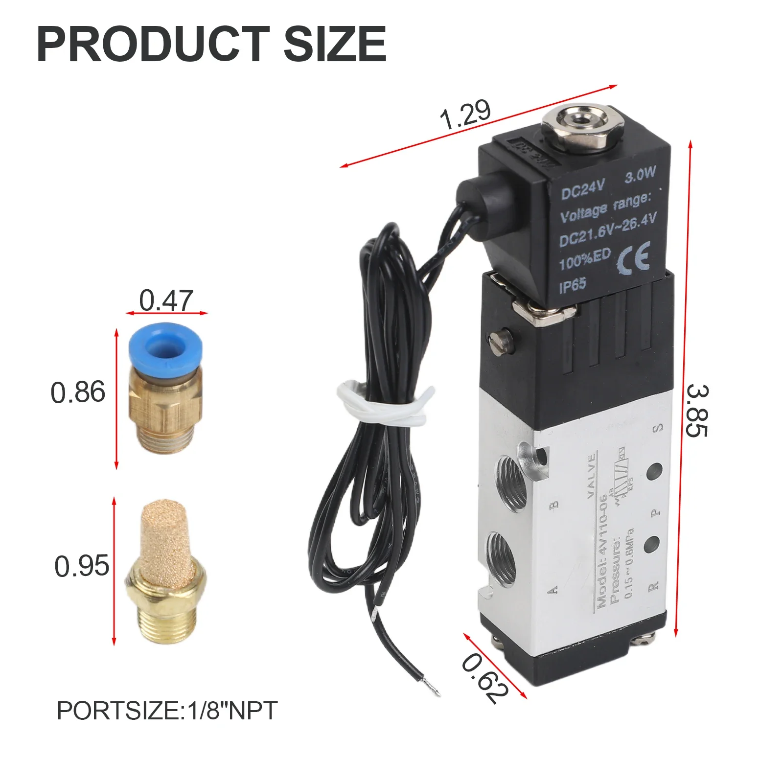 

For Pneumatic Valves 2 Position 5 Pass For Demanding Usage 99.4*18*27mm Aluminum Alloy Solenoid Design Aluminum Alloy Body