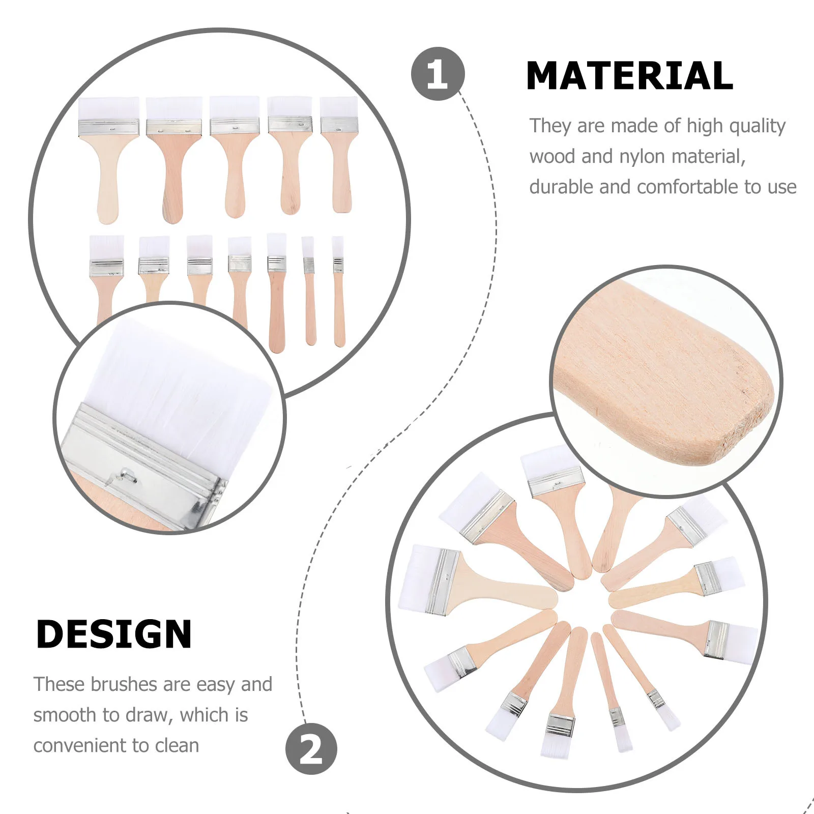 

12Pcs Oil Painting Brushes Flat Paintbrush Nylon Hair Wooden Handle Drawing Brush DIY Art Brush Acrylic Watercolor
