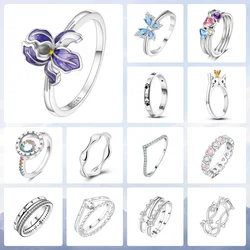 MISEFF Original 925 Sterling Silver Cat Rings For Butterfly Moon Star Paw Heart Shape Luxury Jewelry Fit Women Birthday Party La
