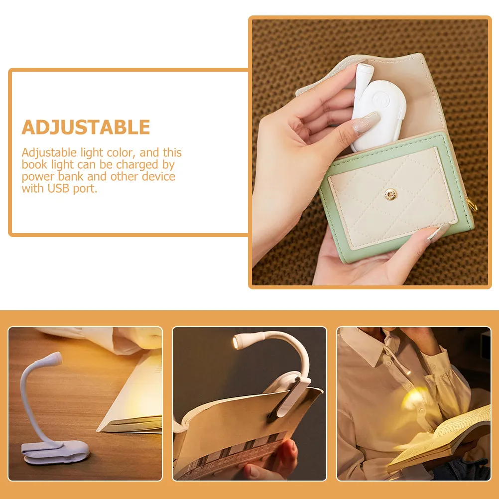 LED Book Light Rechargeable Clip on Reading Lamp Dimmable Adjustable Angle Eye Care Light for Bed USB Charging