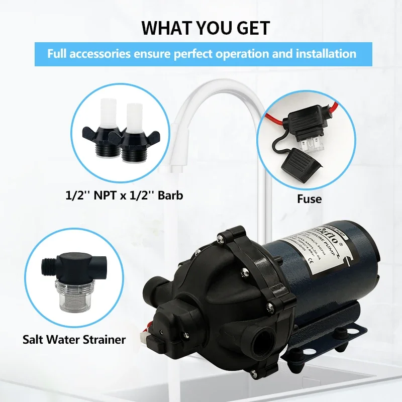 Singflo 5.5GPM デッキウォッシュポンプ 12V マリン海水対応 ボート用ウォッシュダウンポンプ