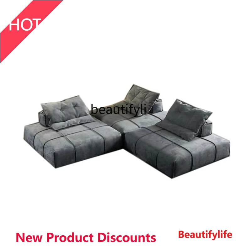 

a38 Современный Минималистский Большой Плоский Пол Вилла Гостиная Квадратный Модуль Блоки Диван Современный Минималистский Современный Креатив