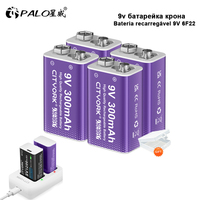 9V Rechargeable Battery 300mAh Rechargeable 6F22 9V Ni-MH Battery+LED Smart Charger for RC Helicopeter Model Multimeter Toy