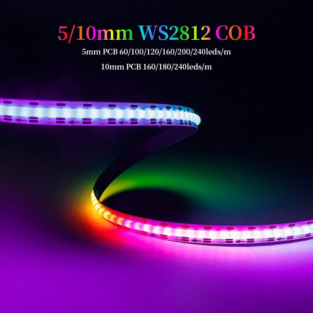 COB LED Lights WS2812B WS2812 60/100/120/160/180/200/240Leds/m RGBIC Smart color lighting Individually Addressable Strip Light