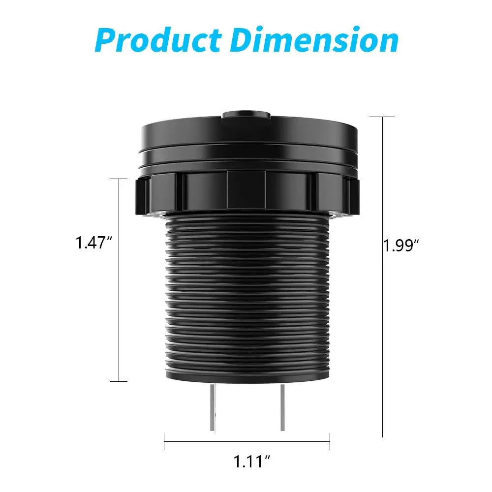 Ładowarka samochodowa 12-24V Dual USB 54W QC 3.0&TYPE-C PD Port Ładowarka samochodowa Gniazdo zasilania z wyświetlaczem woltomierza