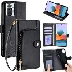 For Redmi 10 Case Leather Wallet Cover for Xiaomi Redmi Note 10 Pro Max 10T 10S 10A 10 Lite Prime Metal buckle Flip Phone Case