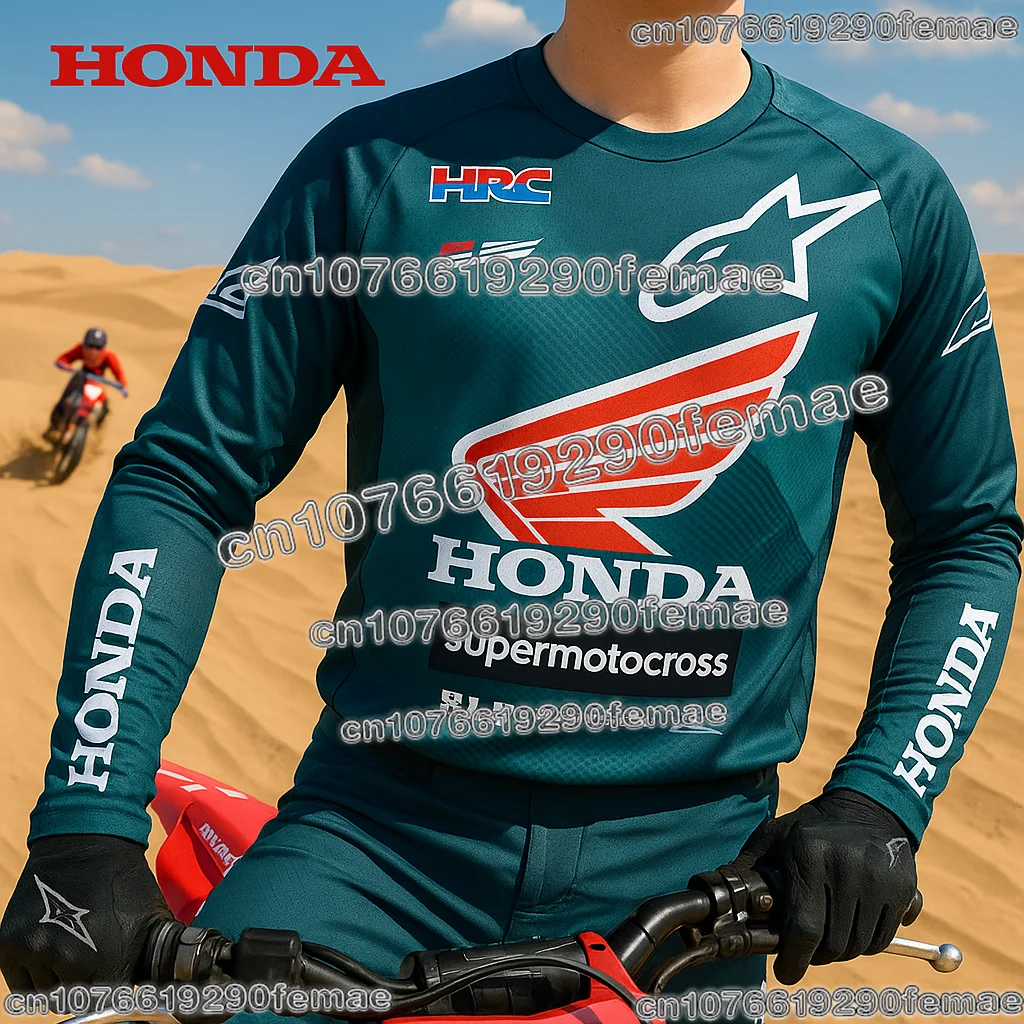 قميص Honda للدراجات النارية بأكمام طويلة سريع الجفاف، قميص مريح وجيد التهوية لسباق الدراجات الترابية والرياضات الخارجية اليومية #4