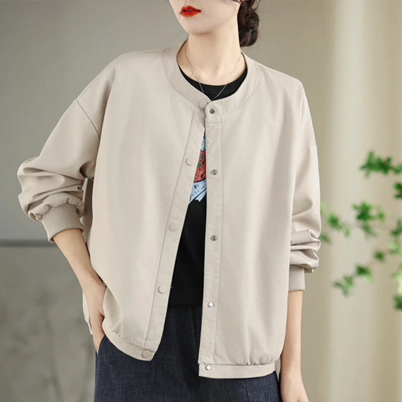 Kurtki damskie ze sztucznej skóry w stylu koreańskim na jesień, luźne, codzienne, klasyczne, eleganckie płaszcze PU, vintage wiatrówki.