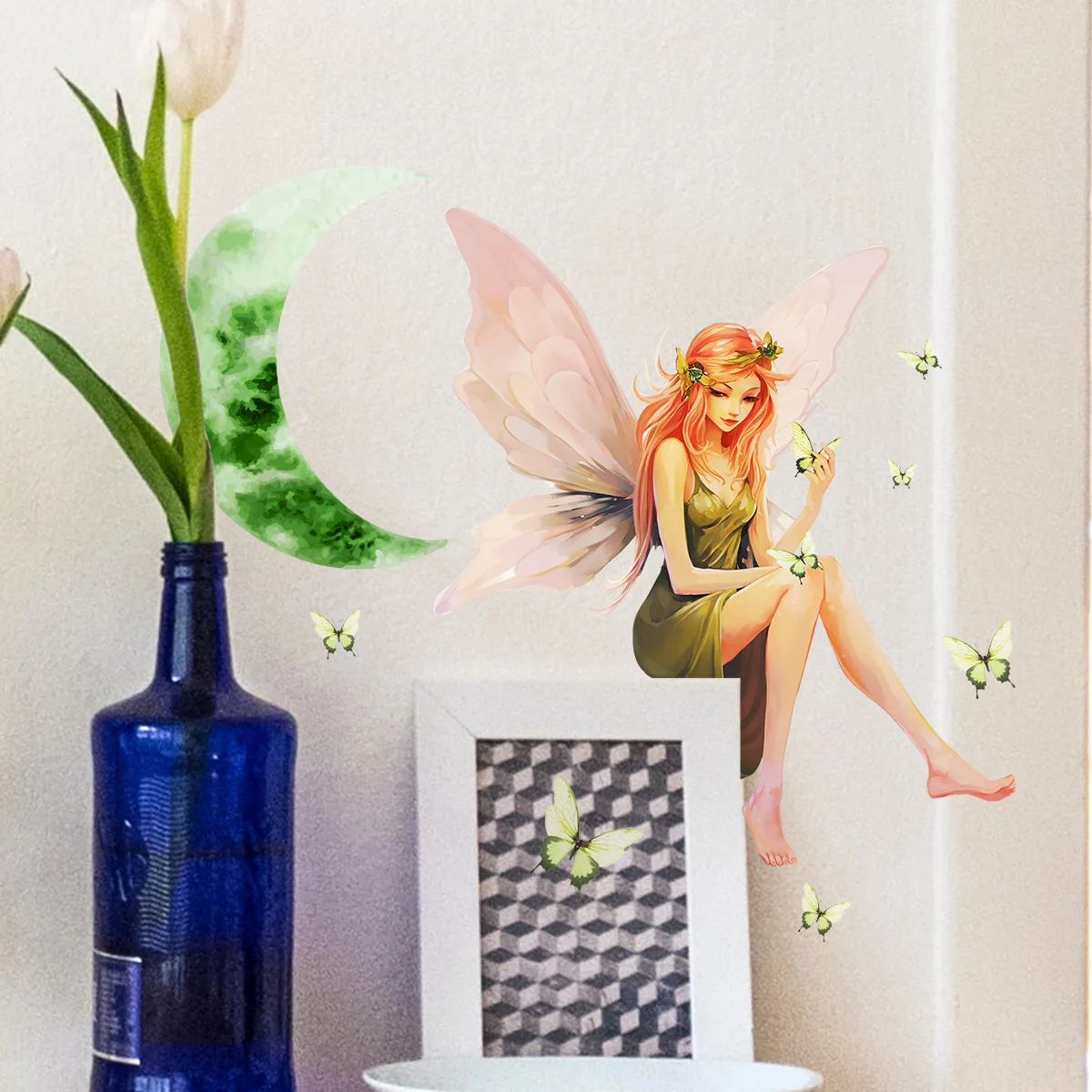 Fairy Elf Fairy Luminous Wall Stickers for Kids Rooms Girls Room Home Decor Glow In The Dark Fluorescent Light Switch Stickers