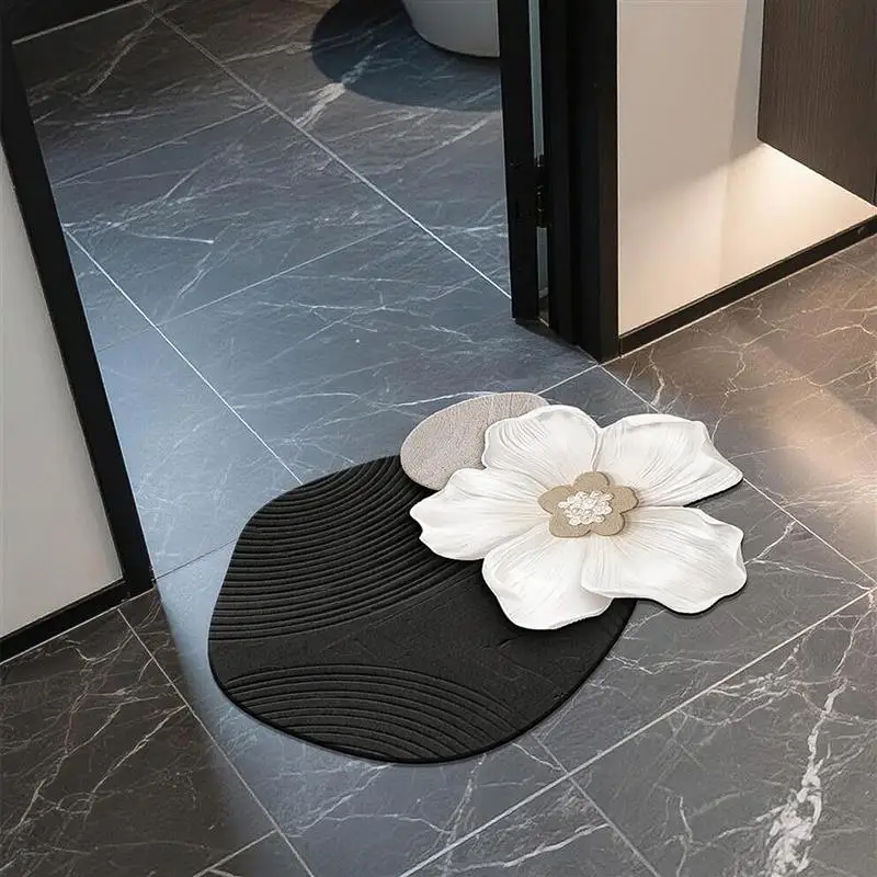 

Коврик для ванной комнаты с цветочным узором, для домашнего использования, новая модель 2025 года, силиконовый, влаговпитывающий, противоскользящий, для прихожей и туалета