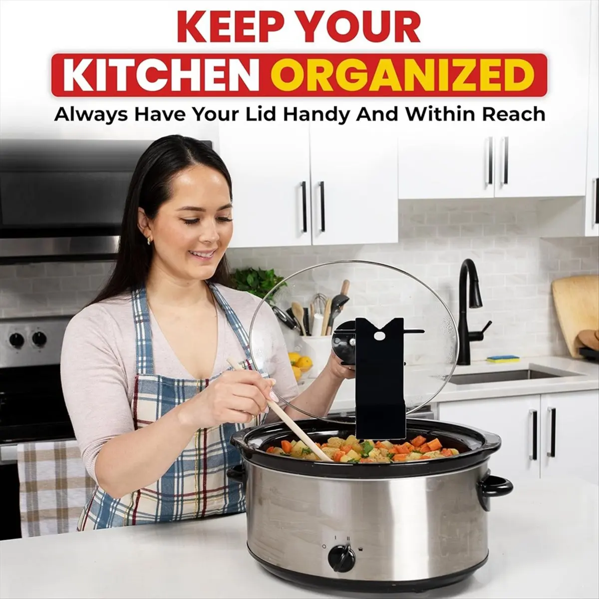 BRILLIANT Lid Holder for Clean Kitchen, Easy to Use Lid Holder While Cooking, Space Saving Stand Lid Holder
