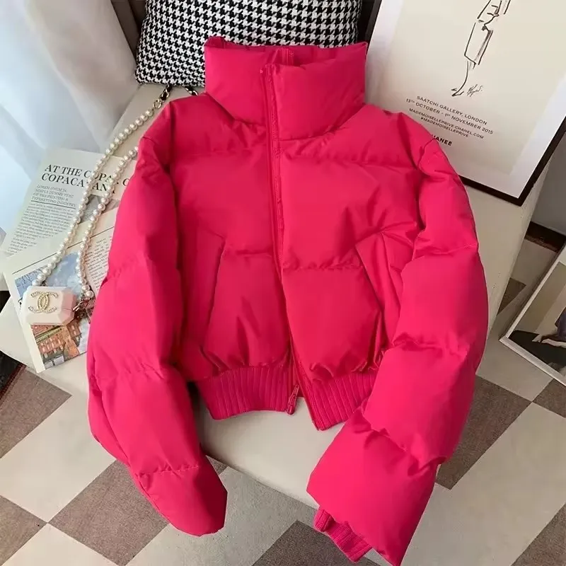 

Chic Women's Winter Parkas 2025 New Stand Collar Loose Casual Ladies Down Cotton Jacket Korean Version Female Puffer Coat Female