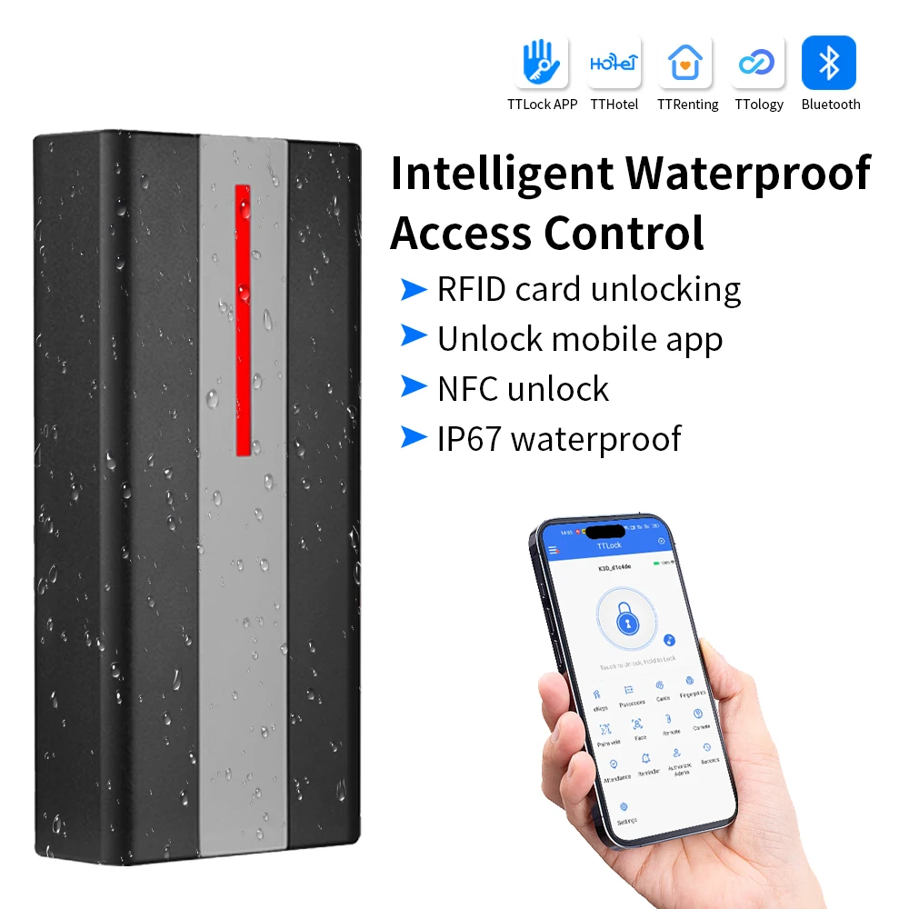 TT-LOCK App Remote Smart Lock Access Control Keypad Reader Outdoor NFC Bluetooth Rfid Card Ip67 Waterproof