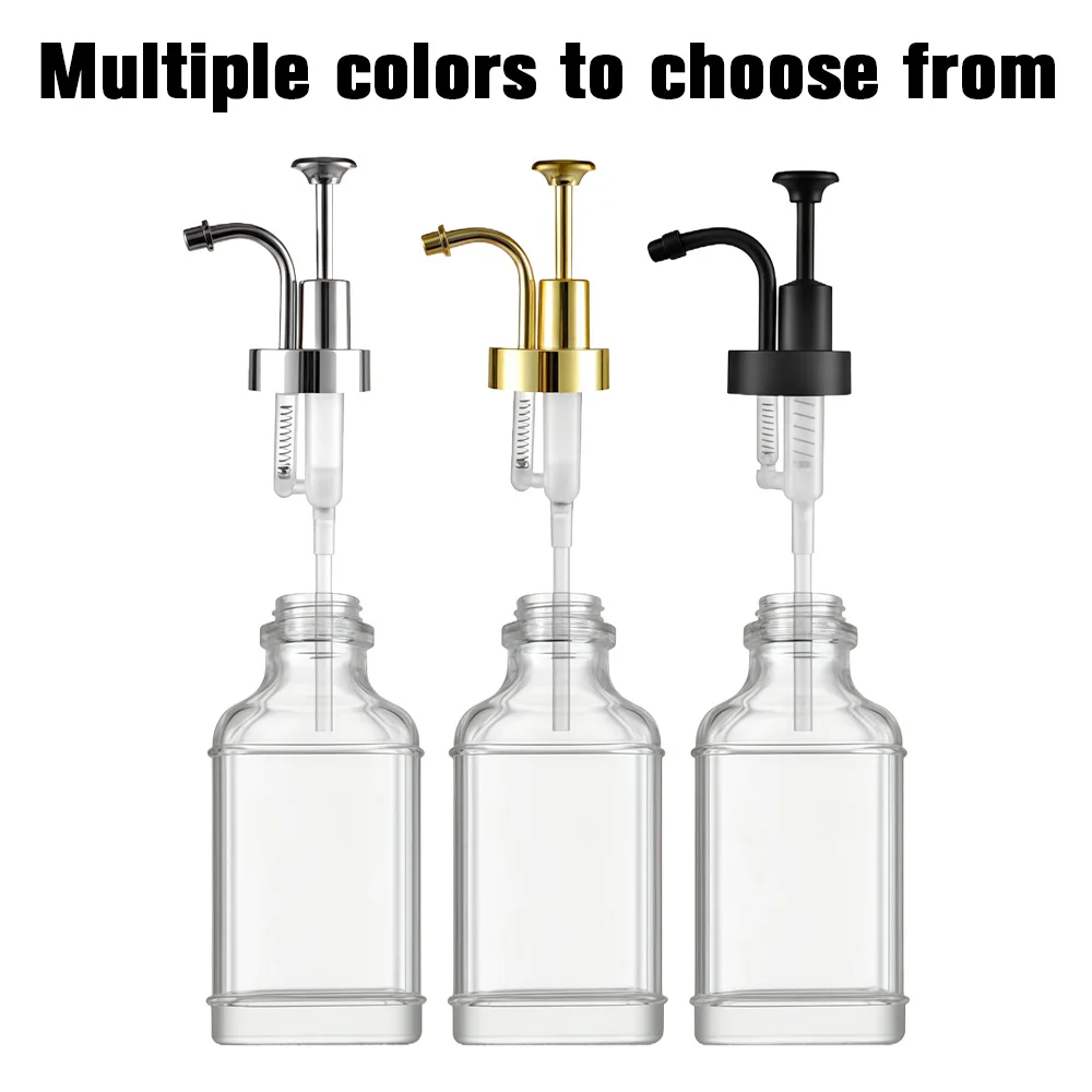 500ml Transparent Glass Liquid Dispenser Coffee Syrup Container Bottle with Pumps Soap Dispenser and Bathroom Liquid Dispenser