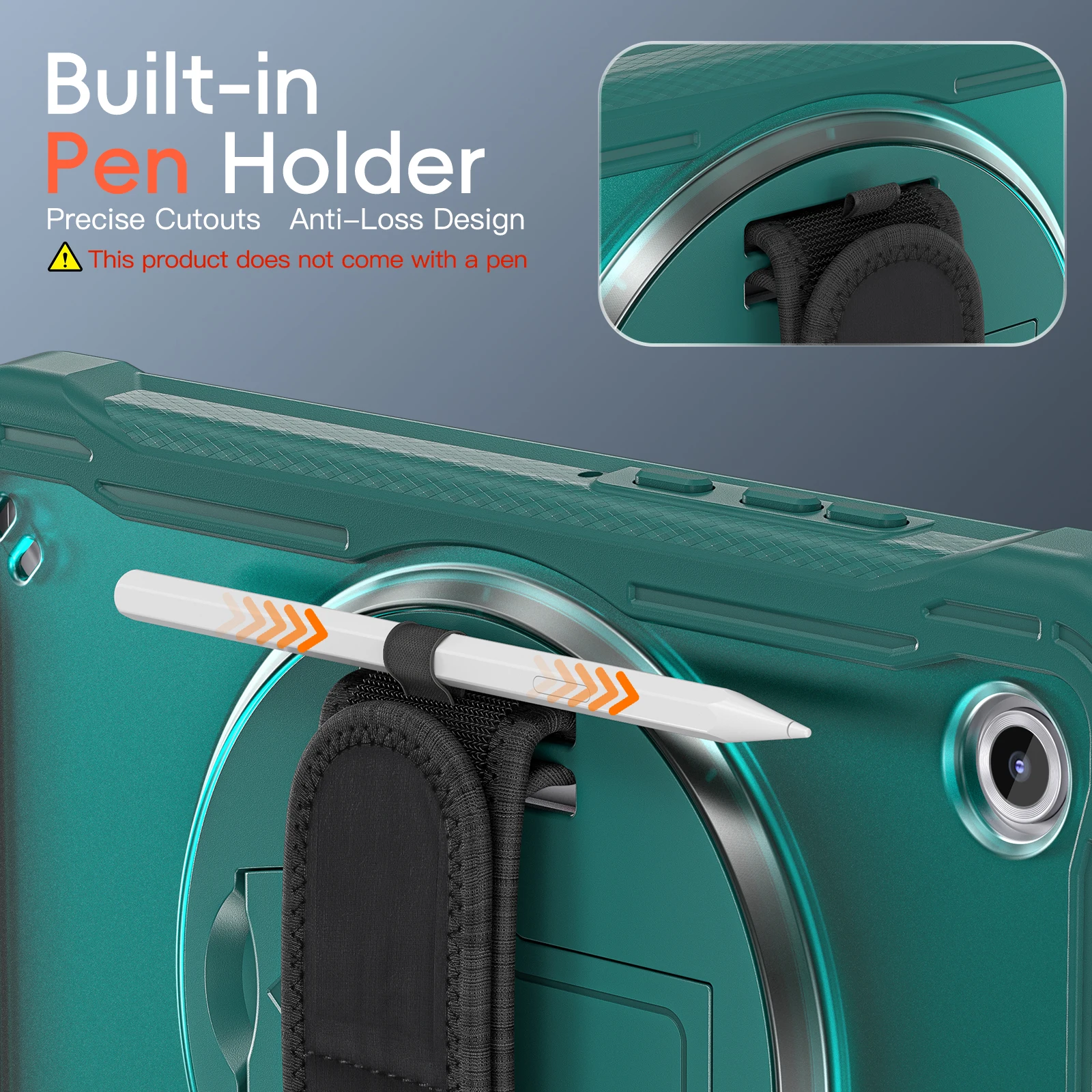 

Для Samsung Galaxy Tab A11 A11 + 11 дюймов 8,7 дюйма, вращающийся на 360 градусов со складным кронштейном, противоударный защитный чехол для планшета + ремешок