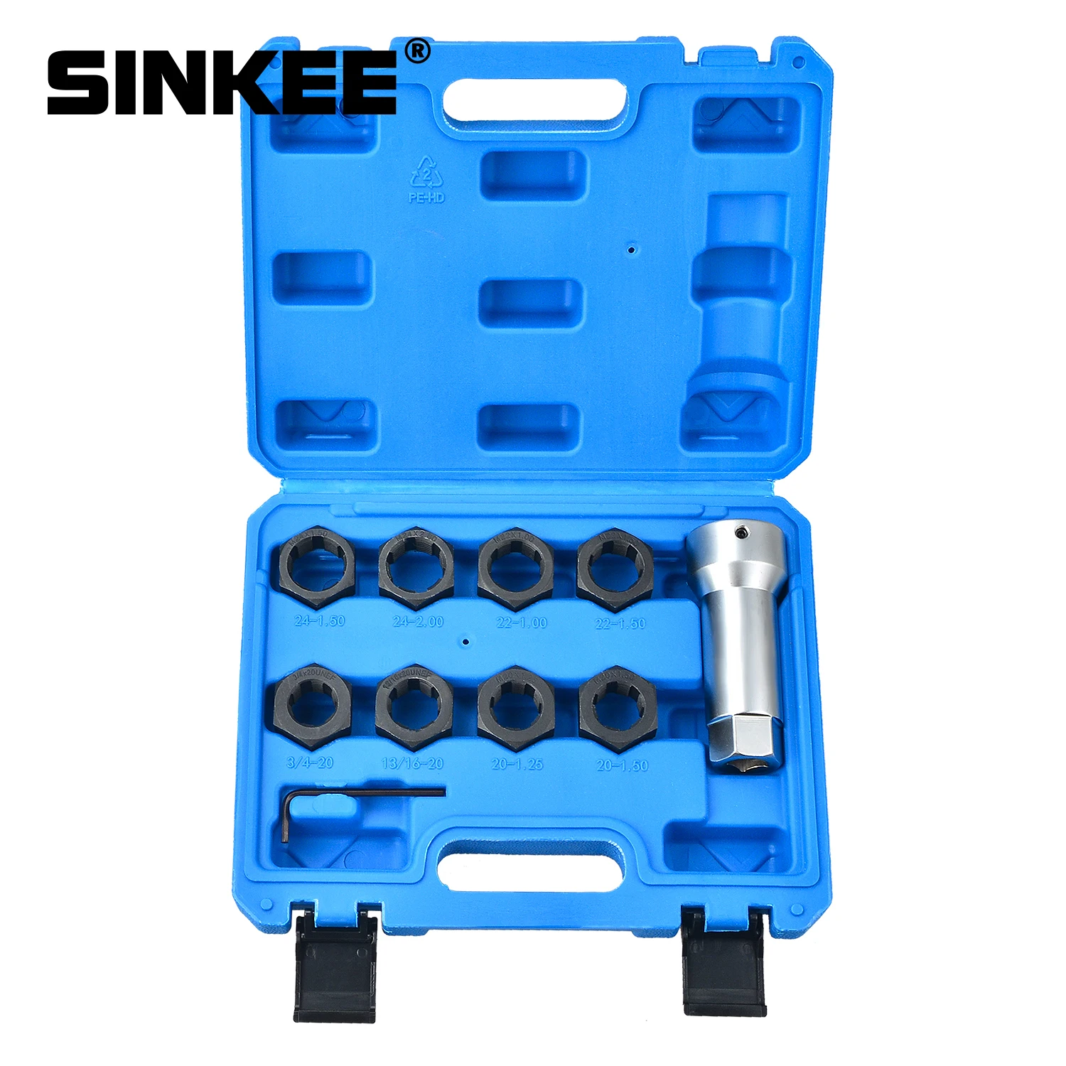 

10pcs Axle Spindle Thread Repair Chaser Tools Kit M20 M22 M24