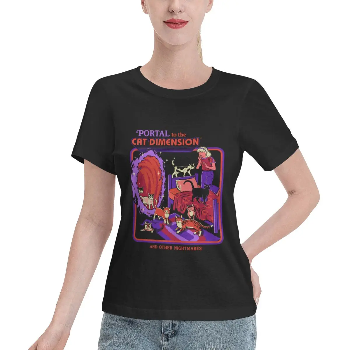 Skin Safe The Cat Dimension Women's T-shirt Chic Plus Size Women Tee