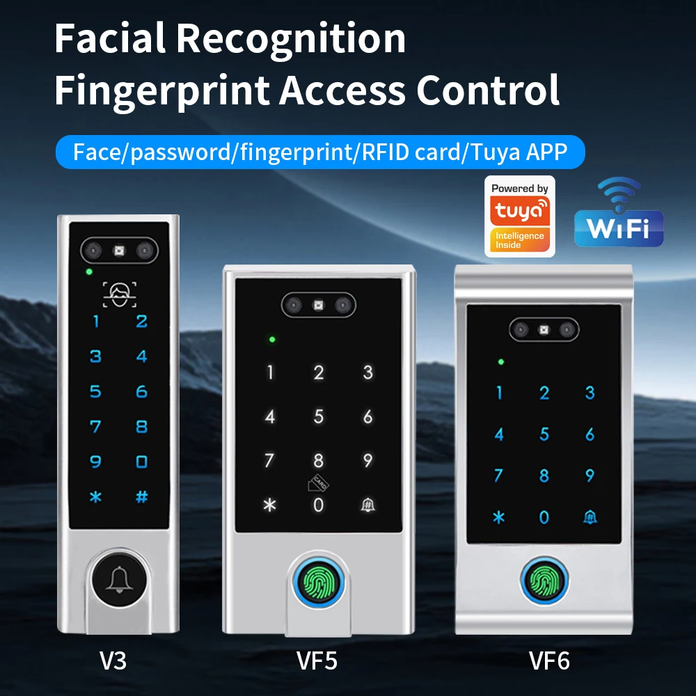 Support Tuya APP WIFI Facial Recognition Fingerprint Recognition 125KHZ 13.56MHz RFID Dual Frequency Access Control Machine